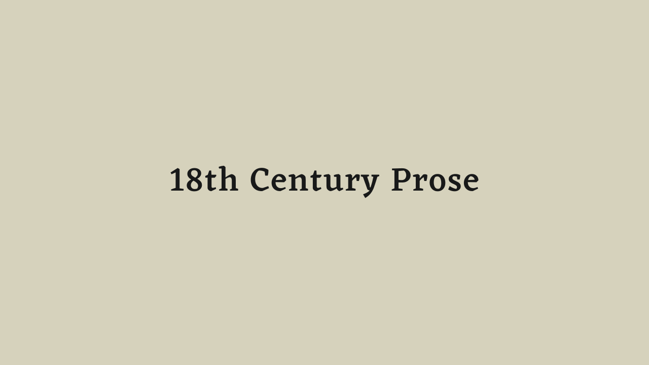 Eighteenth Century Prose