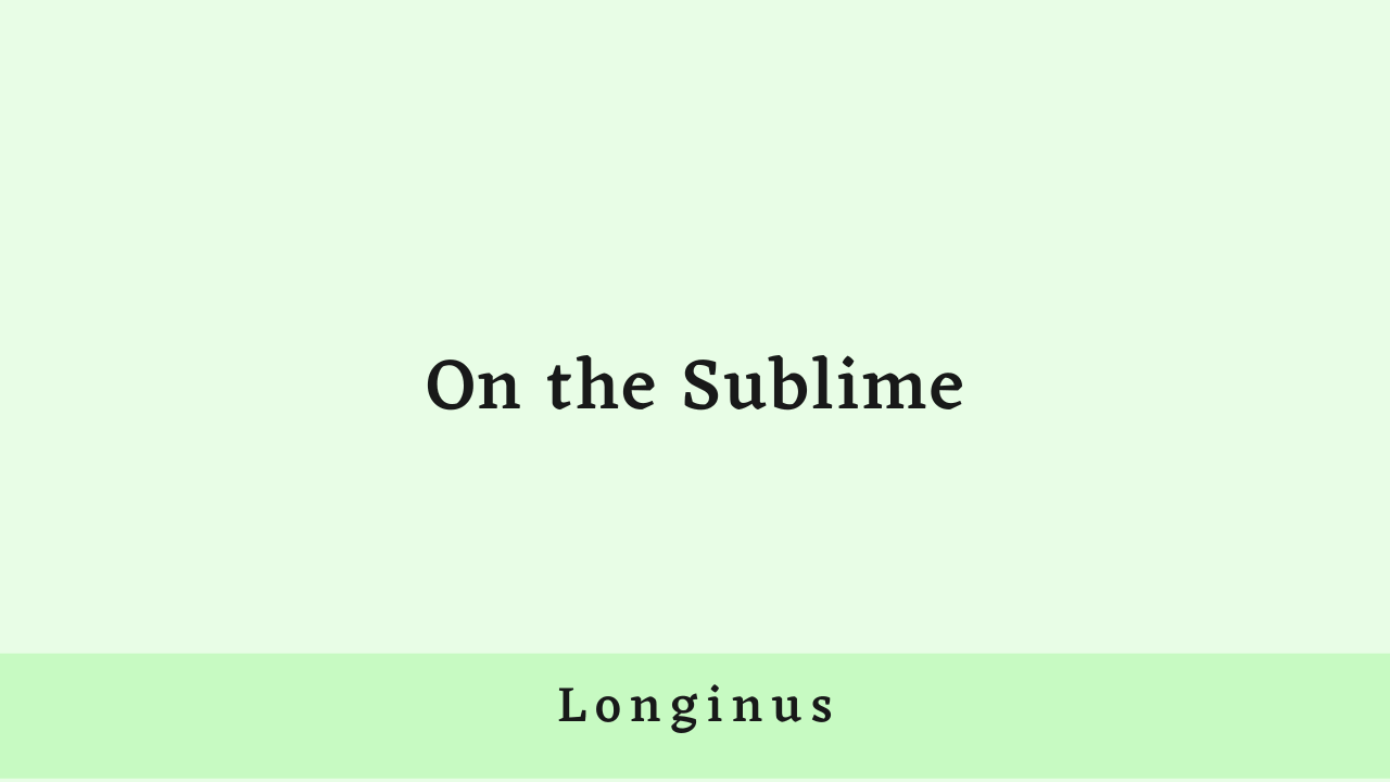 On the Sublime by Longinus